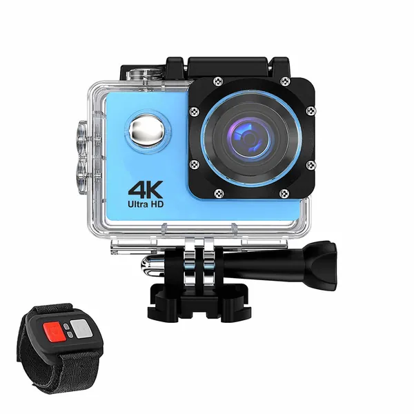 4K  Waterproof All Digital UHD WiFi Camera + RF Remote And Accessories - Blue