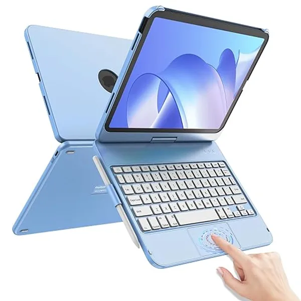 TaIYanG for iPad 10th Generation Case with Keyboard for iPad 10.9" 2022, Touch Keyboard for iPad 10th Generation Case -360° Rotatable,Pencil Holder,Touch Trackpad Keyboard Case for iPad 10th Gen - Ocean Blue