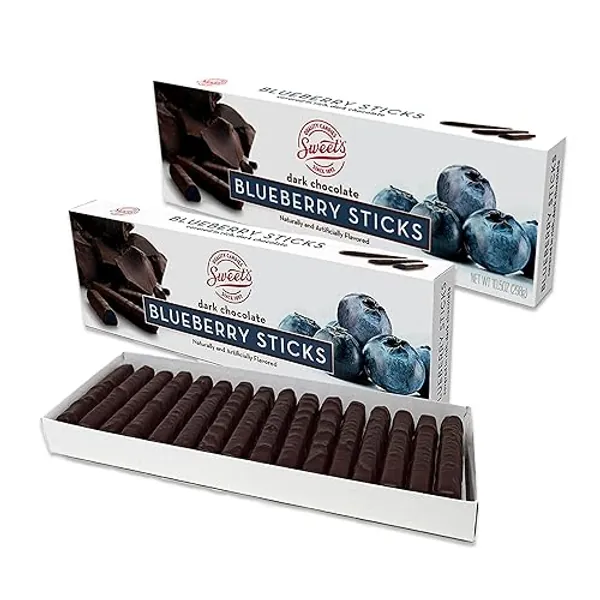 Sweet Candy Dark Chocolate Candy Sticks Blueberry 2 Pack- Dark Chocolate Blueberry Sticks, Sweets Cherry Sticks, Dark Chocolate Blueberry Sticks, Blueberry Chocolate Candy