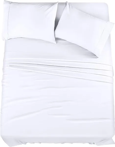 Utopia Bedding Full Bed Sheets Set - 4 Piece Bedding - Brushed Microfiber - Shrinkage and Fade Resistant - Easy Care (Full, White) - White - Full