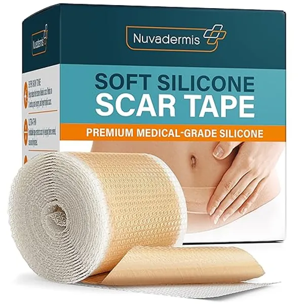 NUVADERMIS Silicone Scar Tape for Surgical Scars - 120" x 1.5" Roll - Extra Long Medical Grade Silicone Scar Tape for C-Section, Tummy Tuck, Keloid, and Surgical Scars - Reusable Tape Strips - 1 Pack - Light - 1 Pack