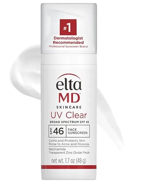 EltaMD UV Clear Face Sunscreen SPF 46, Oil Free Sunscreen with Zinc Oxide, Dermatologist Recommended Sunscreen - 1.7 Ounce (Pack of 1) - Untinted