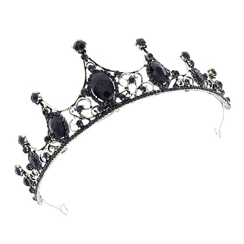 FABEE Black Baroque Crown Gothic Princess Queen Tiara Headband Crystal Headband for Wedding Prom Pageant Party
