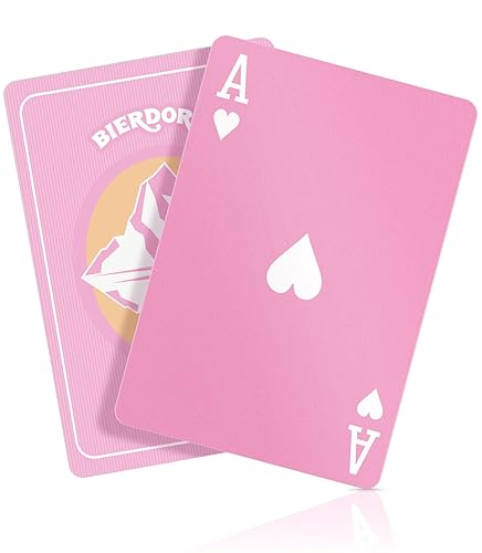 BIERDORF Pink Waterproof Playing Cards Durable Cute Deck of Cards Standard Index Professional Premium Poker Cards Vintage Themed Card Games for Families or Adults Pink Alps Style - Pink Alps