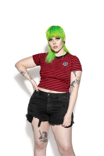 Believe In Yourself - Red Striped Women's Crop Tee | XLarge
