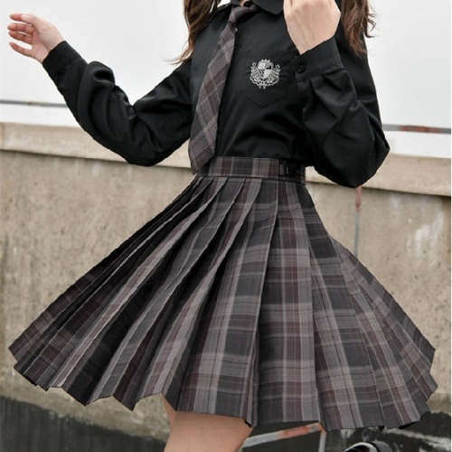 'I Won't Do What You Tell Me' Black and Gray Plaid Grunge Skirt - Black and Gray / M