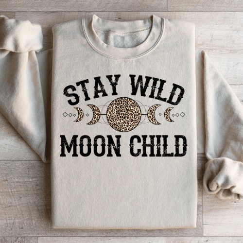 Stay Wild Moon Child Leopard Sweatshirt - Sand / M