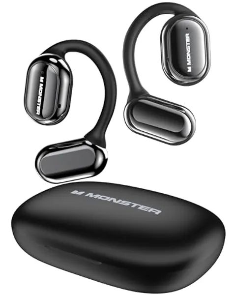 Monster Open Free AC100 Open Ear Headphones, Bluetooth 5.3 Wireless Headphones with Earhooks, Immersive Stereo Sound by Dual Large Driver, Clear Talk, 30H Playtime,Waterproof Sport Earbuds for Running