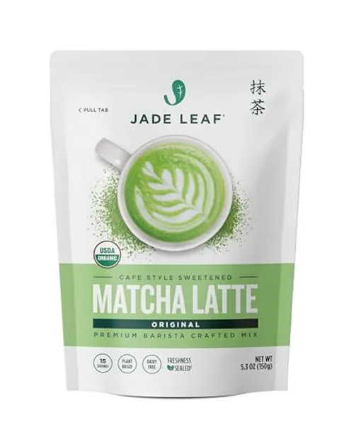 Jade Leaf Organic Matcha Latte Mix - Cafe Style Sweetened Blend - Sweet Matcha Green Tea Powder (150 Gram)