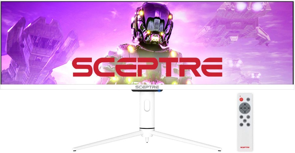 Sceptre IPS 43.8 inch UltraWide 32:9 LED Monitor 3840x1080 up to 120Hz DisplayPort HDMI USB Type-C HDR600 AMD FreeSync Premium Build-in Speakers and remote, Nebula White (E448B-FSN168) - 