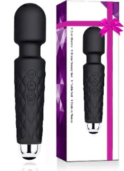 Personal Wand Massager 20 Vibration Patterns 8 Speed- Waterproof Massagers Handheld Deep Tissue Quiet for Back Neck Stress Relief Relax Muscles (Black)