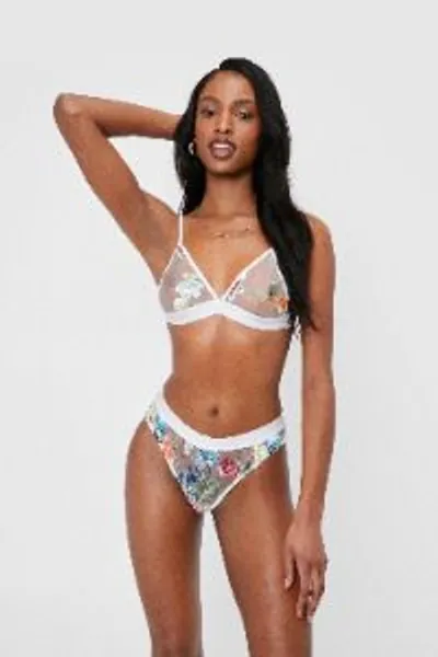 Floral Mesh Embroidered High Leg Panty | Nasty Gal