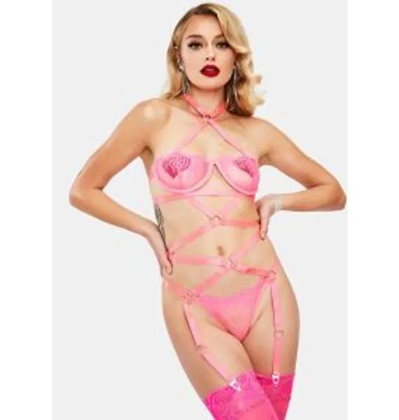Sweet Flirt Alert Strappy Garter Teddy