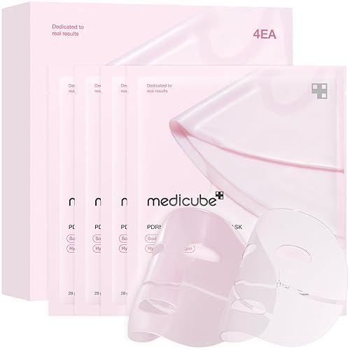 Medicube Salmon DNA PDRN pink collagen jelly gel mask | overnight face mask for glass glow skin- elasticity, hydrating, firming and moisturizing | korean skincare, 28g, 4ea