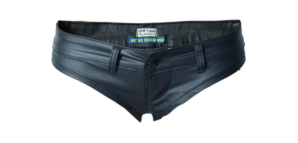 Wamvp Sexy Pantalones Cortos para Mujer PU Verano Leggins Cuero Elásticos Pantalones Cortos