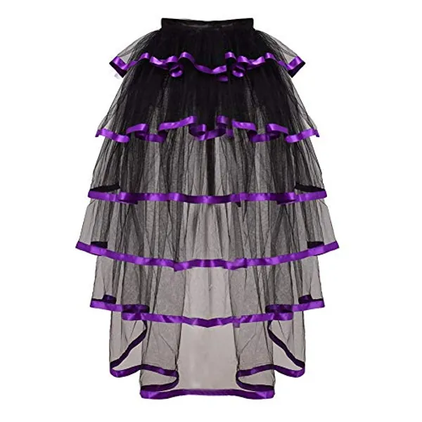 Victorian Steampunk Bustle Skirt 6 Layered Tie-on Belt Tulle Tutu Overskirt