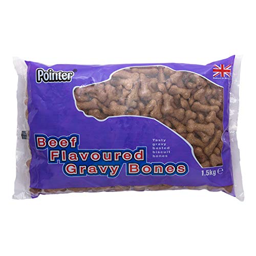 Pointer - Beef Flavoured Gravy Bones, Beefy Dog Treats, Tasty Gravy Dog Bones, 1.5kg - Beef - 1.5 kg (Pack of 1)