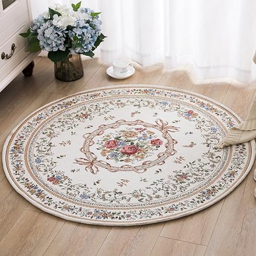 Ukeler Royal Collection New Traditional Oriental Round Rug Home Decor Collection Floral Round Rugs Carpet for Bedroom,4'x4' - 4‘x4’ - Pattern C