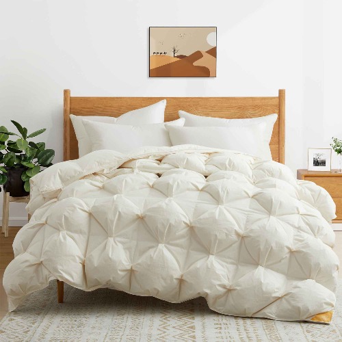 Puredown Luxury White Goose Down Comforter | California King / White / Organic Cotton