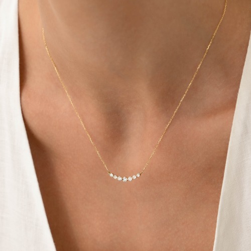 Graduated Diamond Necklace 14k Gold - Caterina | Default Title