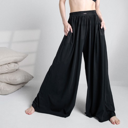 Organic Pima Wide Leg Pant | Immersed Black / M