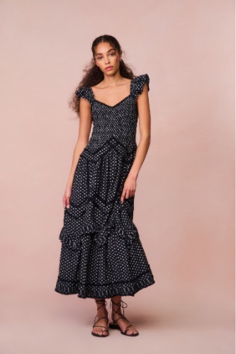 Brin Cotton Bow Dress | MIDNIGHT SNOWFALL / M