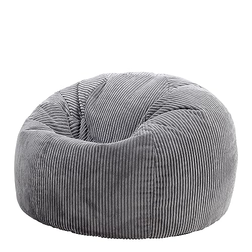 icon Kingston Large Bean Bag, Jumbo Cord Bean Bag, Charcoal Grey, Bean Bag chair for Adults with Filling Included, Comfortable Lounging Chair for All Ages - Charcoal Grey - Bean Bag