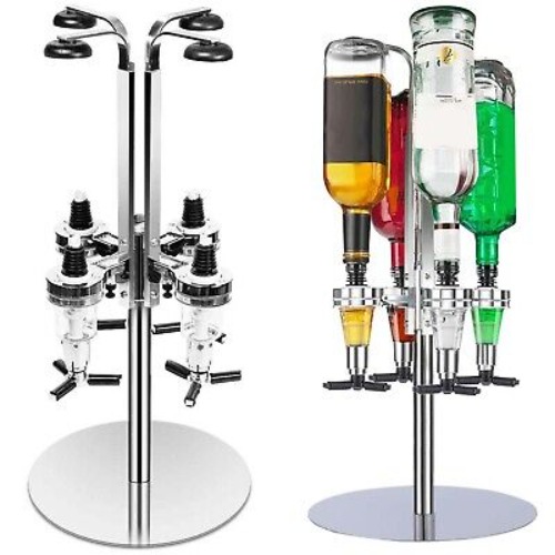 4 Bottle Rotary Stand Optic Drink Dispenser Party Metal Bar Butler Christmas  | eBay