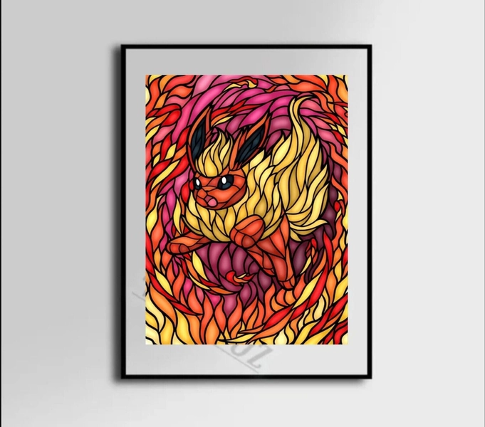 Flareon Stained Glass Canvas Poster Wall Art Home Decor