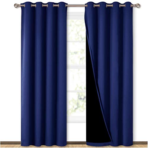 NICETOWN Noise Insulation Blackout Curtain - Thermal Insulated Energy Efficiency Full Shading Bedroom Window Drapes (52W x 84L, Royal Blue, 2 Pcs) - 52 in x 84 in (W x L) | 2 Panels - Royal Blue