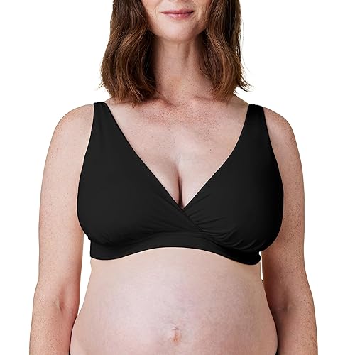 BRAVADO! DESIGNS Women's Ballet Nursing Bra for Breastfeeding Wireless Sleep Maternity Bra - X-Large Plus - Black - Sustainable Fabric