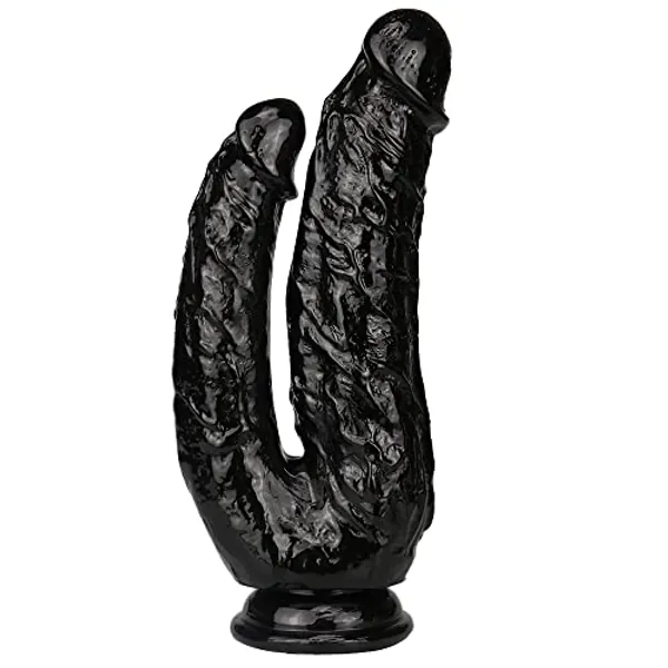 8 Inch Double-Ended Dildo, Realistic Dildo with Strong Suction Cup Hands-Free Play for Women Lesbian Couple Anal Vaginal G Spot Pleasure Sex Toys, Black