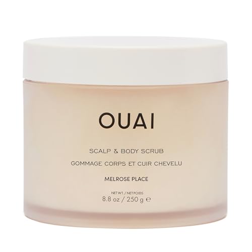 OUAI Scalp & Body Scrub - Exfoliating Body Scrub with Sugar & Coconut Oil Blend for Smooth, Moisturized Skin - Gentle Scalp Scrub for Removing Product Build Up (8.8 Oz) - Melrose Place - 8.8 Ounce (Pack of 1)