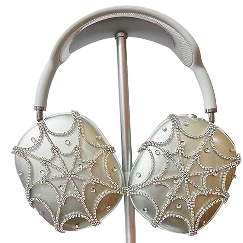 Case Cover for AirPods Max Headphones Glittering gem-Encrusted, Sparkling Rhinestones Spider Web Accessories Ultra Protective Cover for Apple AirPods Max