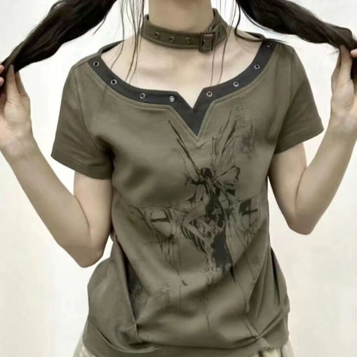 'Parasite' Green Y2K Harajuku T-Shirt - Green / XL