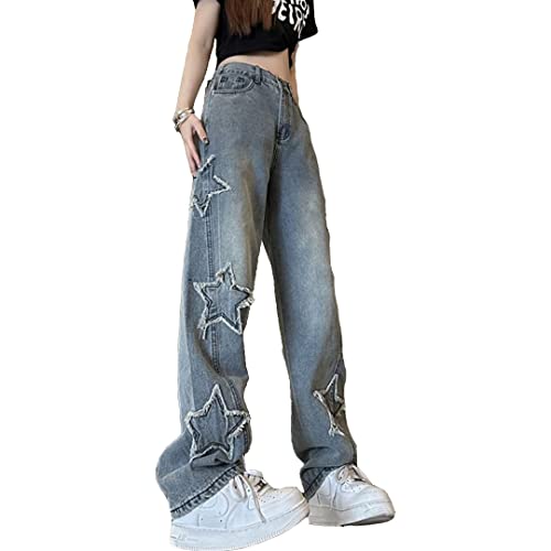 MIFJNF Star Jeans Y2K Pants Baggy Jeans Y2K Y2K Jeans Baggy Jeans for Women Flared Jeans Y2K Flare Jeans for Women - Medium - Blue