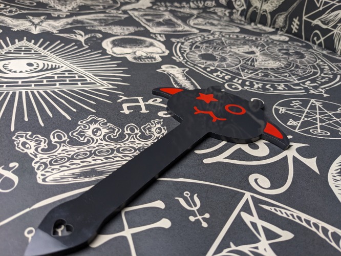 BDSM Acrylic spanking paddle bat wing devil - novelty cute - Black and red