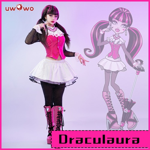 UWOWO Monster High: Draculaura Cosplay Costume Pink Suit Vampireee Anime Female Cosplay Costumes