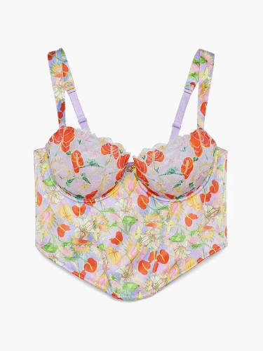 Mutha Nature Satin Bustier in Multi & Orange & Pink & Purple | SAVAGE X FENTY UK United Kingdom