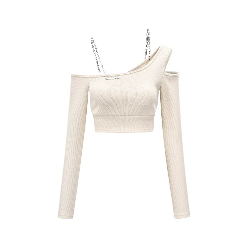 Gone with the Wind-one-shoulder cut-out crop top | S / Neutrals