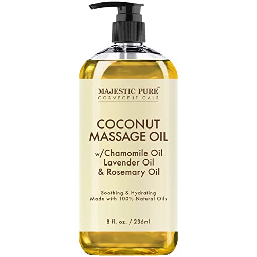 MAJESTIC PURE Coconut Massage Oil - Ultra-Glide Formula with Soothing Aroma -Made with Natural Oils - All Skin Types, Men & Women - 8 fl oz - 1