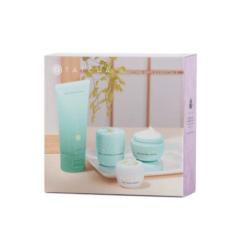 TATCHA The Water Cream | Cream Moisturizer for Face, Optimal Hydration For Pure Poreless Skin - 4 Piece Set - Clarifying Set