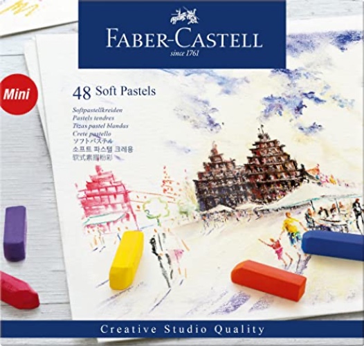 Faber-Castell Studio Quality 128248 Boîte carton de 48 mini craies, pastel tendre de différentes couleurs - 48er Etui