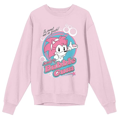Bioworld Sonic The Hedgehog Amy's Bubblegum Logo Crew Neck Long Sleeve Cradle Pink Women's Sweatshirt - Medium - Pink