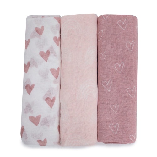 Bubba Nordic Muslin Wrap Berry/Rose 3 Pack