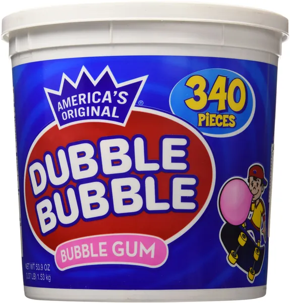 Dubble Bubble Gum, 53.9 Ounce - 340 Count Bucket - bubble 165 Count (Pack of 1