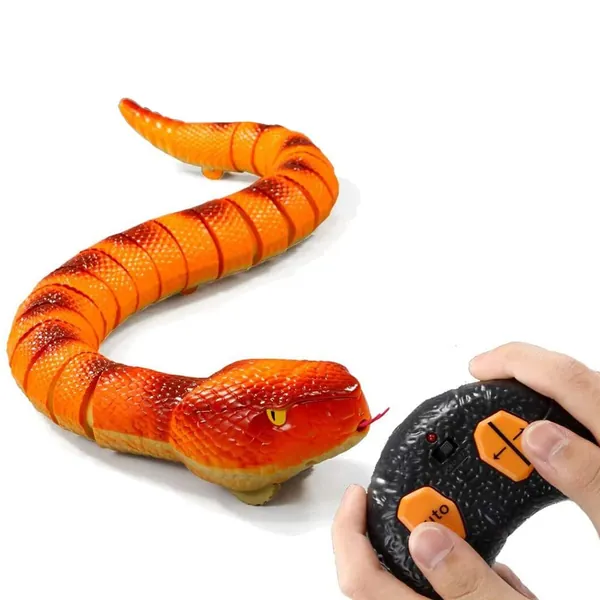 Remote Control Snake RC Python Toys Fake Snakes RC Snake Pet Toy with Infrared Receiver Electric Pet Toys Party Favors Party Supplies Halloween Pranks Joke for Kids Adults Gift - Orange Python