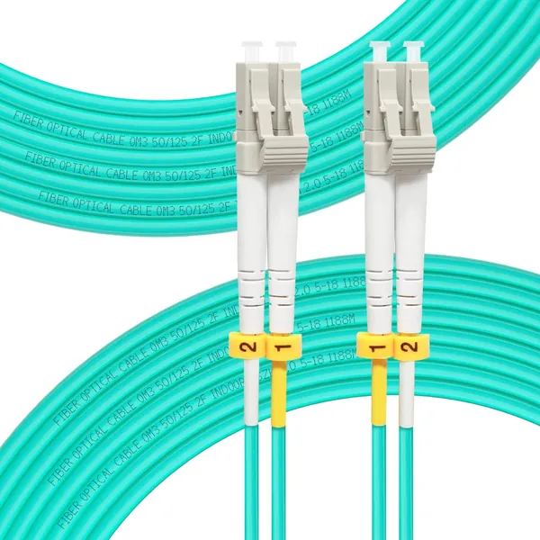 FLYPROFiber LC to LC Fiber Patch Cable OM3 50M, Length Options: 0.2m-200m, 10GB Multimode Duplex LC-LC 50/125um Fiber Optic Cable Cord LSZH-50Meter(164ft) - 50m (164ft) OM3 LC/LC Multimode, 1 Pack