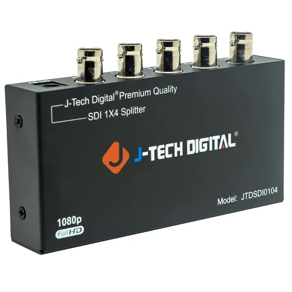 J-Tech Digital ® Premium Quality SDI Splitter 1x4 Supports SD-SDI, HD-SDI, 3G-SDI up to 1320 Ft (1 Input and 4 outputs) - 1X4