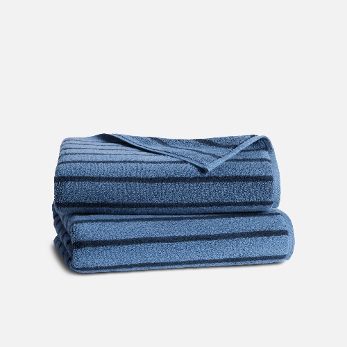 Super-Plush Turkish Cotton Bath Towels | Striped Coastal Tide